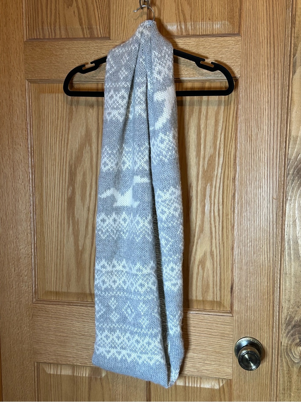 HOLLISTER SOFT WARM CLASSIC WINTER CREAM & GREY INFINITY SCARF Nordic/seagull